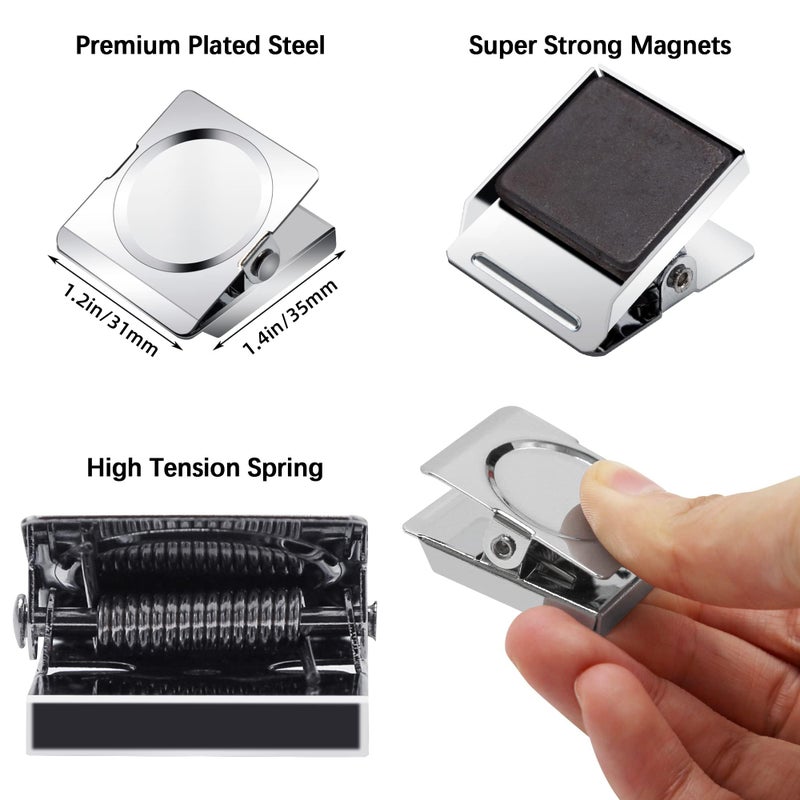 Thimmamma Strong Magnet Clips 1.2 Inch - 12 Packs Heavy Duty Metal Magnetic Clips for Refrigerator, Magnetic Clip for Whiteboard, Picture, Office Magnets, Magnets Clipboard for White Boards - Image 2